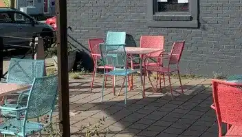 colorful outdoor tables and chairs